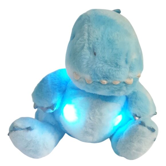 FAO Schwarz Light-Up Dinosaur Roar Sounds Blue Plush 14" Soft Stuffed Animal - Picture 3 of 10